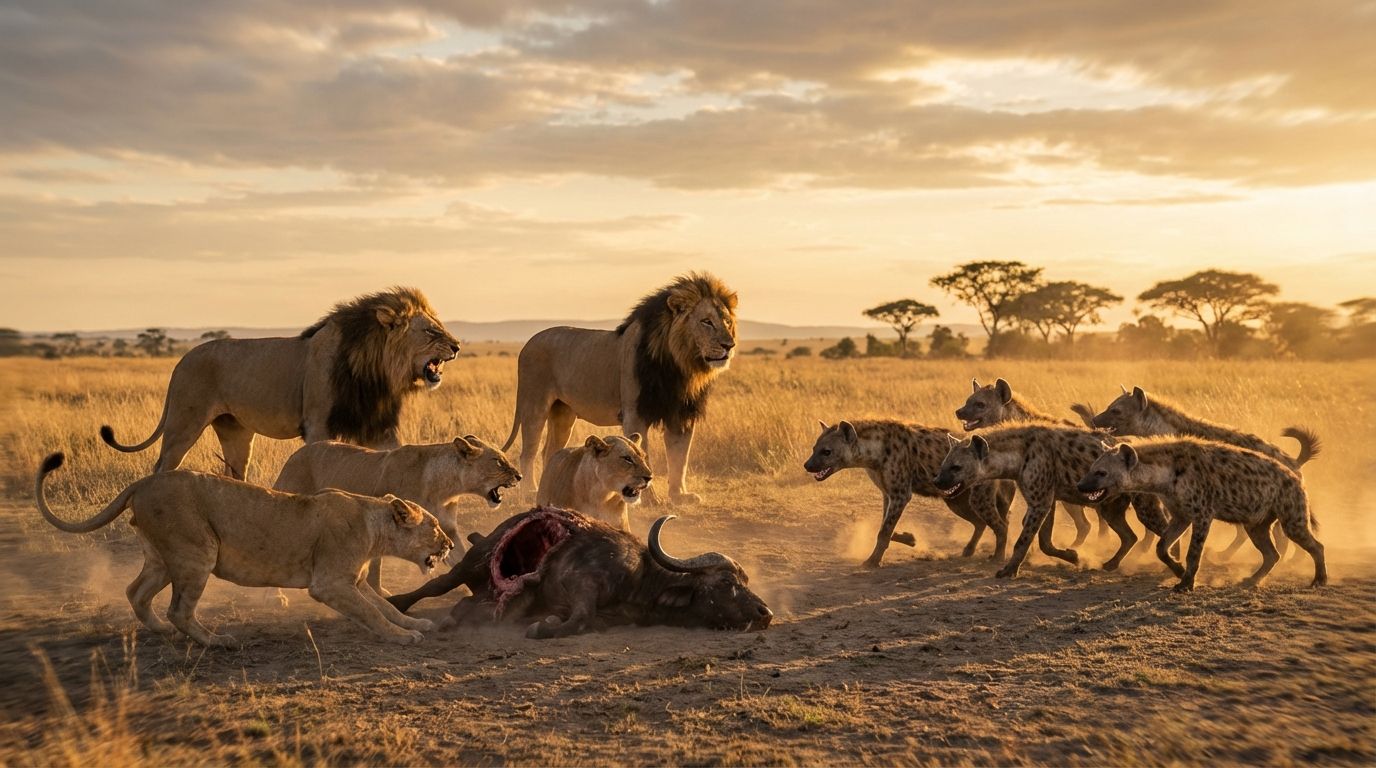 Rivalry Between Lions and Hyenas: Behavior, Hunting Strategies, and Surprising Facts